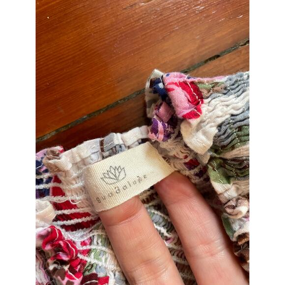 Guadalupe Women’s Maxi Dress Floral Bird Print Cotton Boho Peasant Off Shoulder - Picture 9 of 12